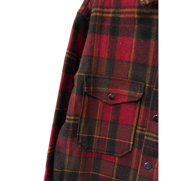 VINTAGE PENDLETON Mens Red Plaid Button Up Long Sleeve Shirt Size M Virgin wool - Picture 3 of 7